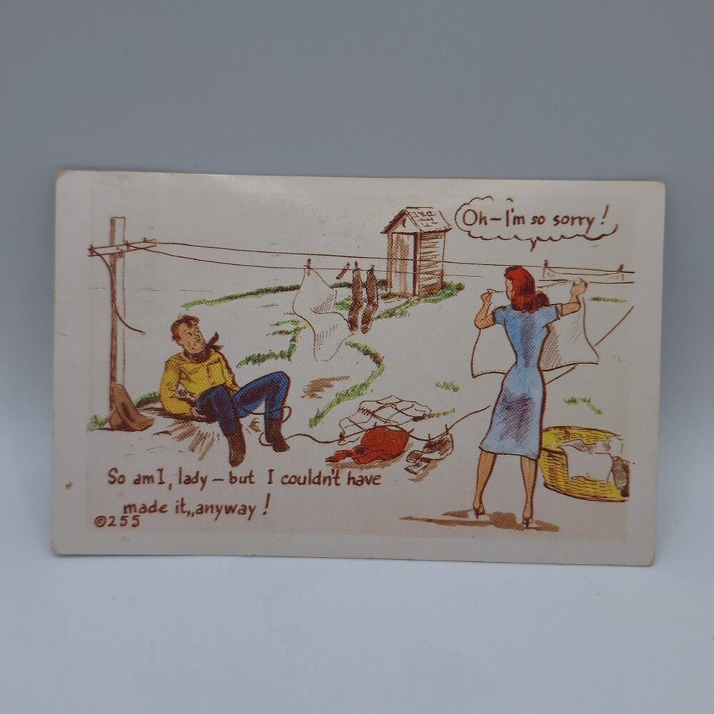 Vintage Kromekolor Comic Postcard 1951 George Washington 1-Cent Stamp‎ Comedy
